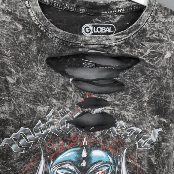 Motorhead Mens Destroyed T Shirt Large Edgy Indie Rock Grunge Ace of Spades - Picture 2 of 11